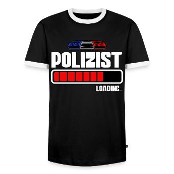 Polizist Loading Polizei - Männer Kontrast-T-Shirt - Schwarz/Weiß - Vorne - AI Model Female 172 light (172cm) & AI Model Male 178 light (178cm)