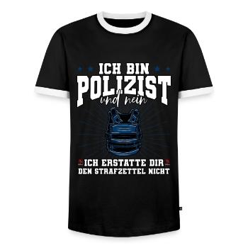 Ich Bin Polizist Polizei - Männer Kontrast-T-Shirt - Schwarz/Weiß - Vorne - AI Model Female 172 light (172cm) & AI Model Male 178 light (178cm)