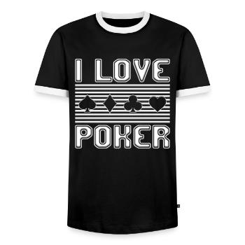 I love poker - Men's Ringer Shirt - black/white - Front - AI Model Female 172 light (172cm) & AI Model Male 178 light (178cm)