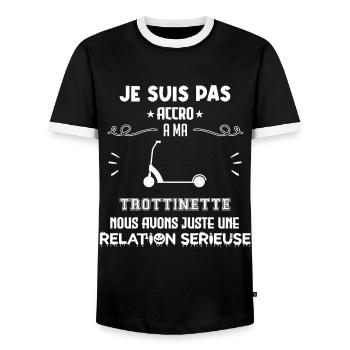 Je ne suis pas accro à la trottinette - T-shirt contrasté Homme - noir/blanc - Devant - AI Model Female 172 light (172cm) & AI Model Male 178 light (178cm)