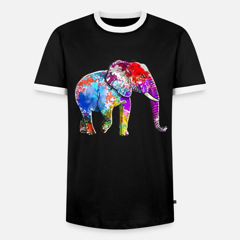 Elefant - Männer Kontrast-T-Shirt - Schwarz/Weiß