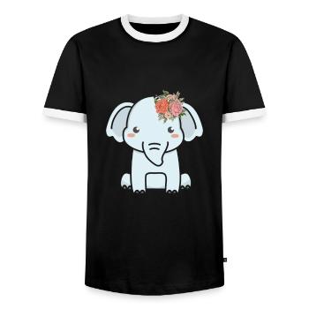 Elephant Elephant Elephant Proboscis Zoo Circus - Men's Ringer Shirt - black/white - Front - AI Model Female 172 light (172cm) & AI Model Male 178 light (178cm)