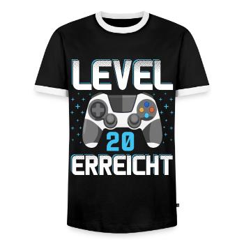Level 20 Erreicht Gamer - Männer Kontrast-T-Shirt - Schwarz/Weiß - Vorne - AI Model Female 172 light (172cm) & AI Model Male 178 light (178cm)