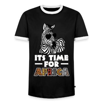 Tshirt zèbre en Afrique Horse Safari - T-shirt contrasté Homme - noir/blanc - Devant - AI Model Female 172 light (172cm) & AI Model Male 178 light (178cm)