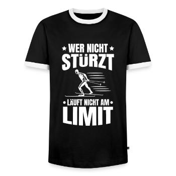 Langläufer Biathlon Skilangläufer - Männer Kontrast-T-Shirt - Schwarz/Weiß - Vorne - AI Model Female 172 light (172cm) & AI Model Male 178 light (178cm)