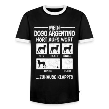 Dogo Argentino Hundetricks Argentinien Dogge - Männer Kontrast-T-Shirt - Schwarz/Weiß - Vorne - AI Model Female 172 light (172cm) & AI Model Male 178 light (178cm)