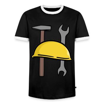 Crafts Safety helmet Tool Construction site Commercial - Men's Ringer Shirt - black/white - Front - AI Model Female 172 light (172cm) & AI Model Male 178 light (178cm)