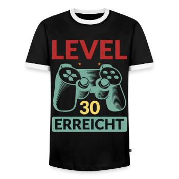 Level 30 Erreicht Gamer - Männer Kontrast-T-Shirt - Schwarz/Weiß - Vorne - AI Model Female 172 light (172cm) & AI Model Male 178 light (178cm)