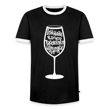 Lustiger Wein Spruch Trockener Geschmack Wein Fans - Männer Kontrast-T-Shirt - Schwarz/Weiß - Vorne - AI Model Female 172 light (172cm) & AI Model Male 178 light (178cm)