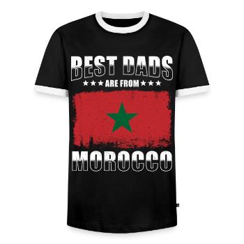 Moroccan Father The Best Fathers Come Out - Men's Ringer Shirt - black/white - Front - AI Model Female 172 light (172cm) & AI Model Male 178 light (178cm)