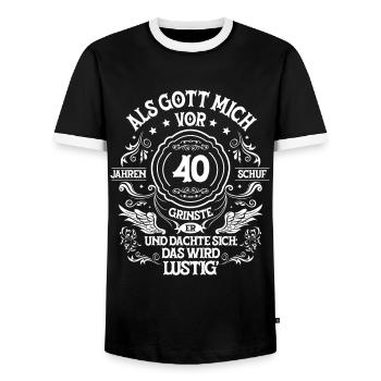 Als Gott mich vor 40 Jahren 40. Geburtstag - Männer Kontrast-T-Shirt - Schwarz/Weiß - Vorne - AI Model Female 172 light (172cm) & AI Model Male 178 light (178cm)