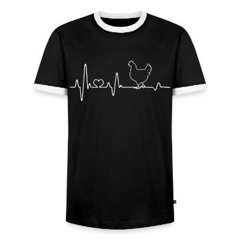 Poulets - T-shirt contrasté Homme - noir/blanc - Devant - AI Model Female 172 light (172cm) & AI Model Male 178 light (178cm)