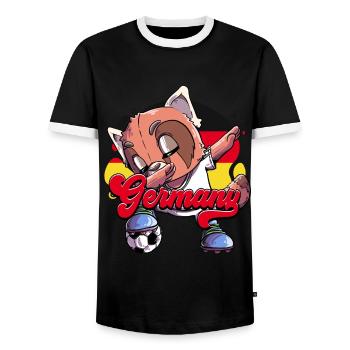 Germany Football - Men's Ringer Shirt - black/white - Front - AI Model Female 172 light (172cm) & AI Model Male 178 light (178cm)