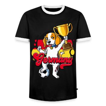Germany Football - Men's Ringer Shirt - black/white - Front - AI Model Female 172 light (172cm) & AI Model Male 178 light (178cm)