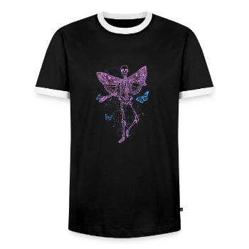 Fairycore Skeleton blue Butterfly cute grunge pink - Männer Kontrast-T-Shirt - Schwarz/Weiß - Vorne - AI Model Female 172 light (172cm) & AI Model Male 178 light (178cm)