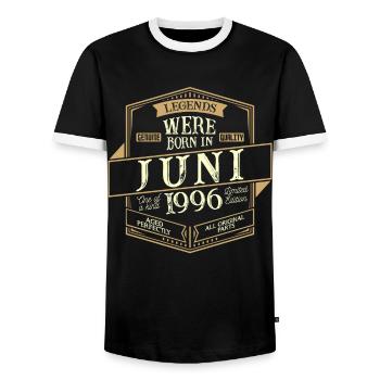 Juin 1996 Anniversaire Homme - T-shirt contrasté Homme - noir/blanc - Devant - AI Model Female 172 light (172cm) & AI Model Male 178 light (178cm)