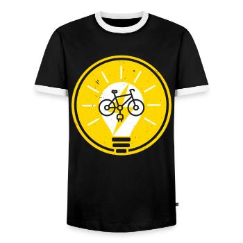 Electric Bike E-Bike Ride Bike Lovers Cycling - Men's Ringer Shirt - black/white - Front - AI Model Female 172 light (172cm) & AI Model Male 178 light (178cm)
