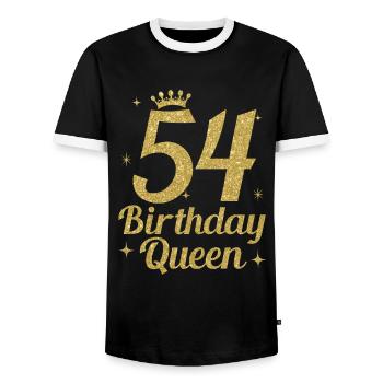 Birthday Queen 54 - Men's Ringer Shirt - black/white - Front - AI Model Female 172 light (172cm) & AI Model Male 178 light (178cm)