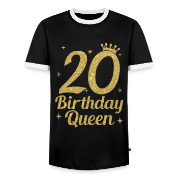 Birthday Queen 20 - Men's Ringer Shirt - black/white - Front - AI Model Female 172 light (172cm) & AI Model Male 178 light (178cm)