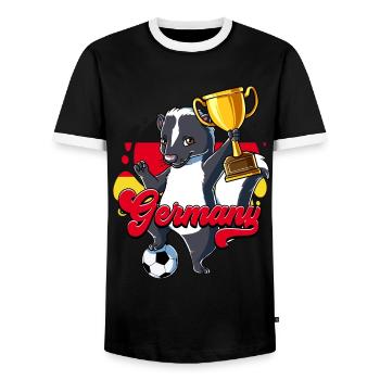 Germany Football - Men's Ringer Shirt - black/white - Front - AI Model Female 172 light (172cm) & AI Model Male 178 light (178cm)