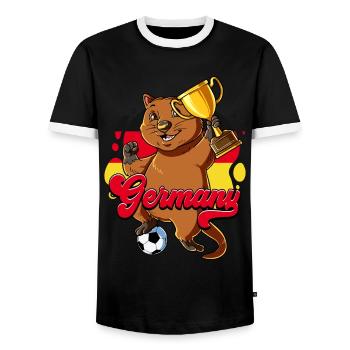 Germany Football - Men's Ringer Shirt - black/white - Front - AI Model Female 172 light (172cm) & AI Model Male 178 light (178cm)