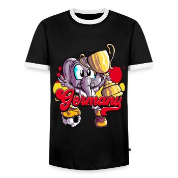 Germany Football - Men's Ringer Shirt - black/white - Front - AI Model Female 172 light (172cm) & AI Model Male 178 light (178cm)