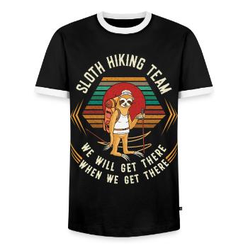 Retro Vintage Sloth Hiking Team We Will Get There - Männer Kontrast-T-Shirt - Schwarz/Weiß - Vorne - AI Model Female 172 light (172cm) & AI Model Male 178 light (178cm)