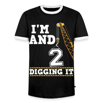 Im 2 And Digging It Boy 2 Year Old 2nd Birthday - Männer Kontrast-T-Shirt - Schwarz/Weiß - Vorne - AI Model Female 172 light (172cm) & AI Model Male 178 light (178cm)