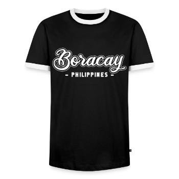 Vintage Holiday Trip Boracay Philippines Asie - T-shirt contrasté Homme - noir/blanc - Devant - AI Model Female 172 light (172cm) & AI Model Male 178 light (178cm)