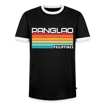 Vintage Holiday Trip Panglao Philippines Asia - Men's Ringer Shirt - black/white - Front - AI Model Female 172 light (172cm) & AI Model Male 178 light (178cm)
