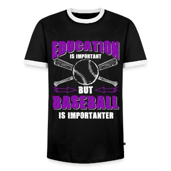 baseball funny saying - Men's Ringer Shirt - black/white - Front - AI Model Female 172 light (172cm) & AI Model Male 178 light (178cm)
