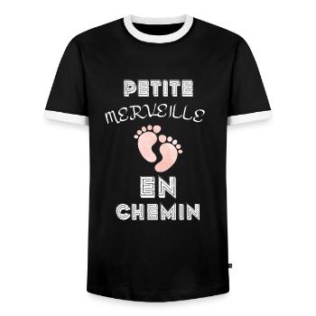 Petite merveille en chemin - T-shirt contrasté Homme - noir/blanc - Devant - AI Model Female 172 light (172cm) & AI Model Male 178 light (178cm)
