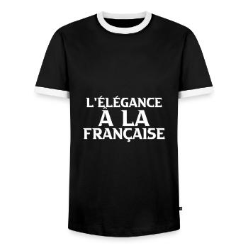 L'élégance à La Française - T-shirt contrasté Homme - noir/blanc - Devant - AI Model Female 172 light (172cm) & AI Model Male 178 light (178cm)