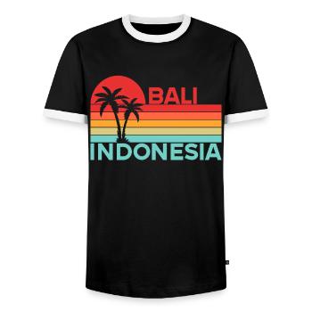 Vintage Urlaub Reise Bali Indonesien Asien - Männer Kontrast-T-Shirt - Schwarz/Weiß - Vorne - AI Model Female 172 light (172cm) & AI Model Male 178 light (178cm)