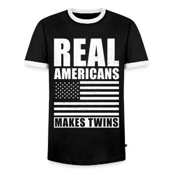 Bester Zwillingsvater USA American Dad - Männer Kontrast-T-Shirt - Schwarz/Weiß - Vorne - AI Model Female 172 light (172cm) & AI Model Male 178 light (178cm)