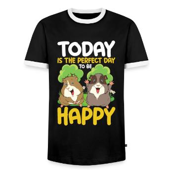 Today Is The Perfect Day To Be Happy - Männer Kontrast-T-Shirt - Schwarz/Weiß - Vorne - AI Model Female 172 light (172cm) & AI Model Male 178 light (178cm)