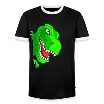 Dinosaur Tyrannosaurus Boys Girl Gift - Men's Ringer Shirt - black/white - Front - AI Model Female 172 light (172cm) & AI Model Male 178 light (178cm)
