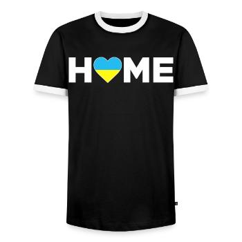 Ukraine Home Ukraine Flag Ukraine Love - Men's Ringer Shirt - black/white - Front - AI Model Female 172 light (172cm) & AI Model Male 178 light (178cm)