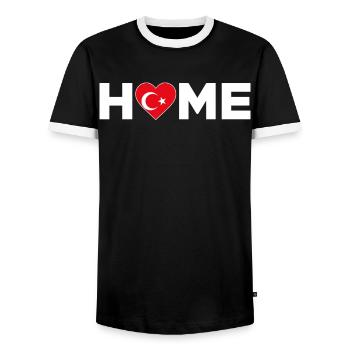 Turquie Accueil Turquie Drapeau Turquie Amour - T-shirt contrasté Homme - noir/blanc - Devant - AI Model Female 172 light (172cm) & AI Model Male 178 light (178cm)