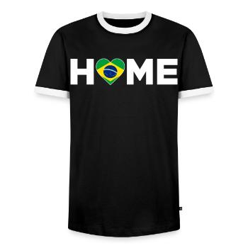 Brasilien Heimat Brasilien Flagge Brasilien Liebe - Männer Kontrast-T-Shirt - Schwarz/Weiß - Vorne - AI Model Female 172 light (172cm) & AI Model Male 178 light (178cm)