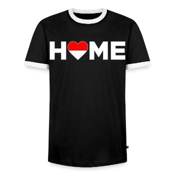 Indonesien Heimat Indonesien Flagge - Männer Kontrast-T-Shirt - Schwarz/Weiß - Vorne - AI Model Female 172 light (172cm) & AI Model Male 178 light (178cm)