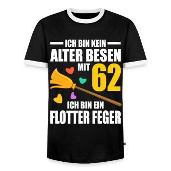 Alter Besen Junger Feger 62 Jahre 62. Geburtstag - Männer Kontrast-T-Shirt - Schwarz/Weiß - Vorne - AI Model Female 172 light (172cm) & AI Model Male 178 light (178cm)