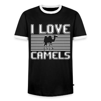I love camels - Männer Kontrast-T-Shirt - Schwarz/Weiß - Vorne - AI Model Female 172 light (172cm) & AI Model Male 178 light (178cm)