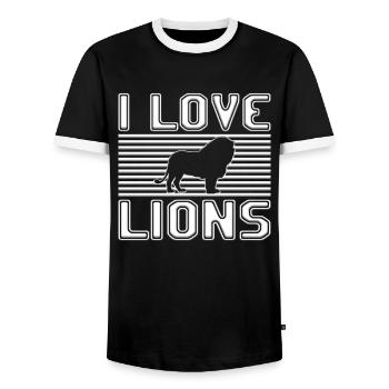 I love lions - Men's Ringer Shirt - black/white - Front - AI Model Female 172 light (172cm) & AI Model Male 178 light (178cm)