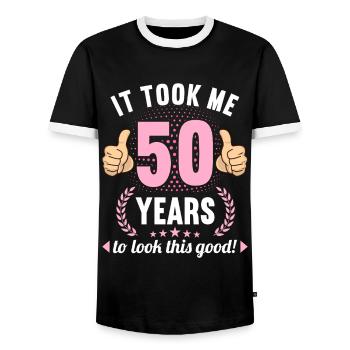 it took me 50 Years to look this good 50 Birthday - Männer Kontrast-T-Shirt - Schwarz/Weiß - Vorne - AI Model Female 172 light (172cm) & AI Model Male 178 light (178cm)