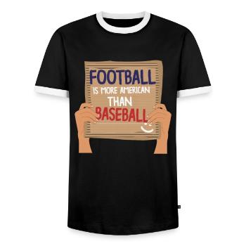 Football is more american than baseball Shirt - Men's Ringer Shirt - black/white - Front - AI Model Female 172 light (172cm) & AI Model Male 178 light (178cm)