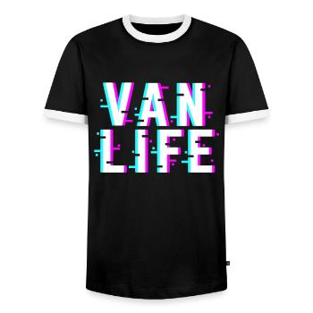 Camping-car Van Life Camping Camping - T-shirt contrasté Homme - noir/blanc - Devant - AI Model Female 172 light (172cm) & AI Model Male 178 light (178cm)