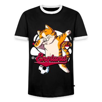 England Fußball - Männer Kontrast-T-Shirt - Schwarz/Weiß - Vorne - AI Model Female 172 light (172cm) & AI Model Male 178 light (178cm)