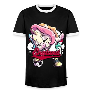 England Fußball - Männer Kontrast-T-Shirt - Schwarz/Weiß - Vorne - AI Model Female 172 light (172cm) & AI Model Male 178 light (178cm)