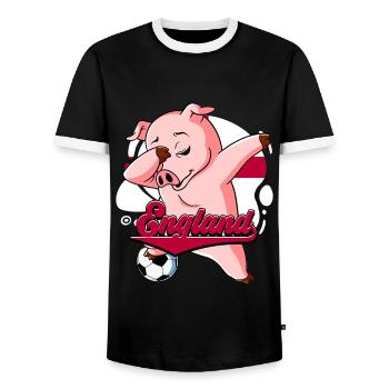 England Fußball - Männer Kontrast-T-Shirt - Schwarz/Weiß - Vorne - AI Model Female 172 light (172cm) & AI Model Male 178 light (178cm)